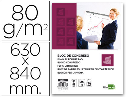 Bloc congreso Liderpapel 63x84cm 25+5 hojas 80g/m²  liso